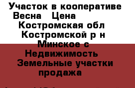 Участок в кооперативе Весна › Цена ­ 900 000 - Костромская обл., Костромской р-н, Минское с. Недвижимость » Земельные участки продажа   